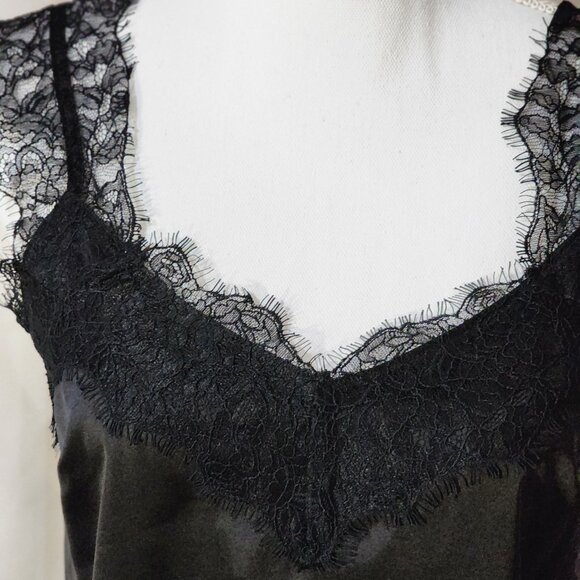 NWT- INC Black Satin and Lace Detail Cami/Tank - Picture 4 of 7